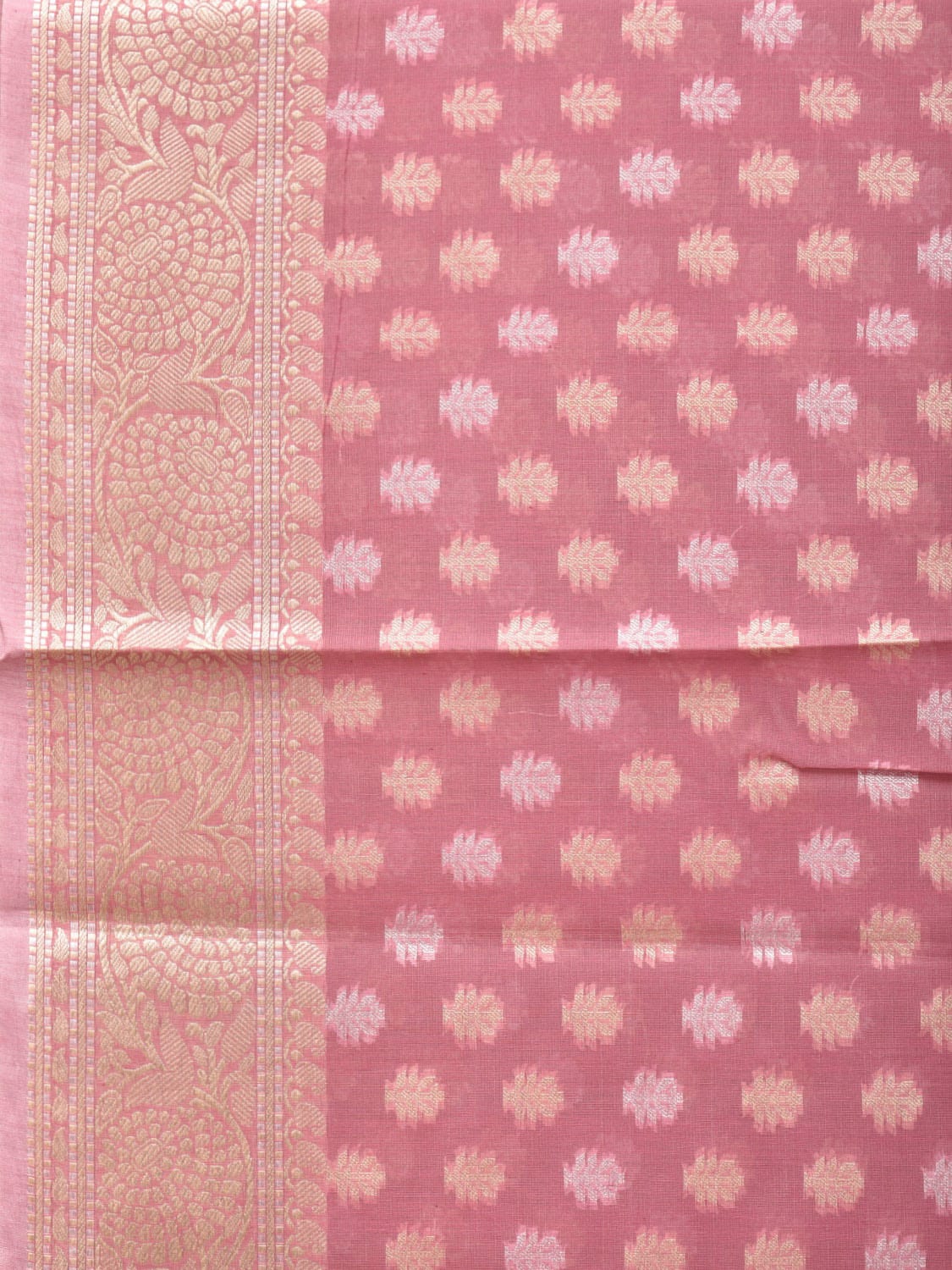 Peach Cut Work Cotton Silk Saree with All Over Banaras Design o0391