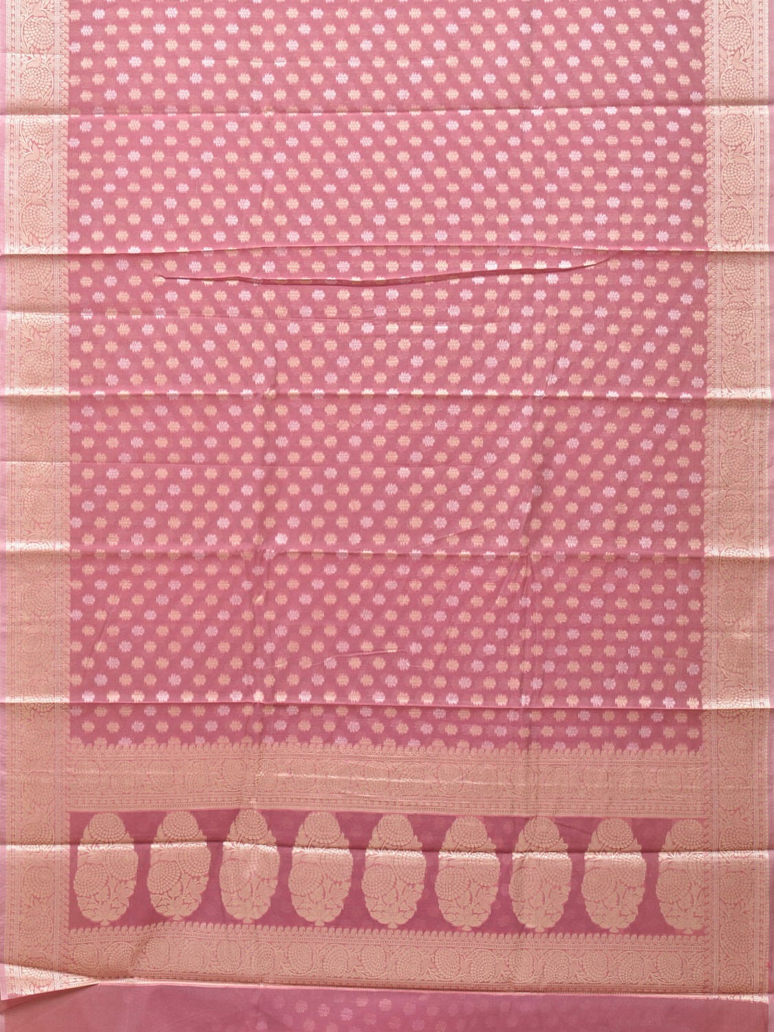 Peach Cut Work Cotton Silk Saree with All Over Banaras Design o0391