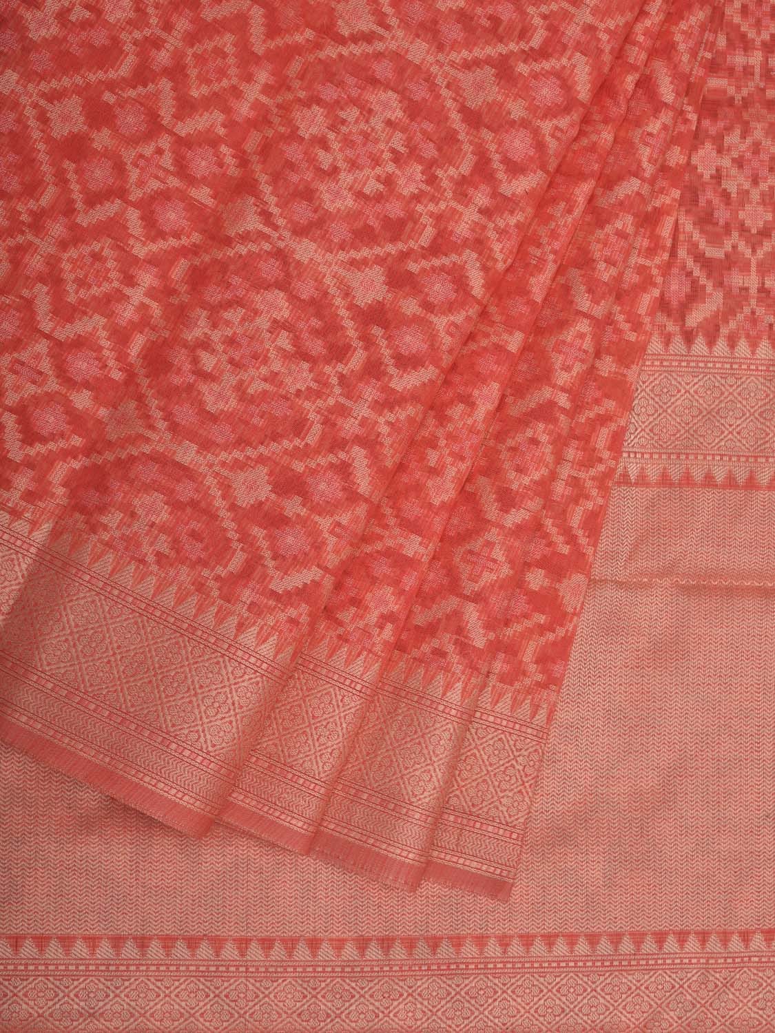 Peach Cut Work Sico Cotton Saree with All Over Banaras Design o0373