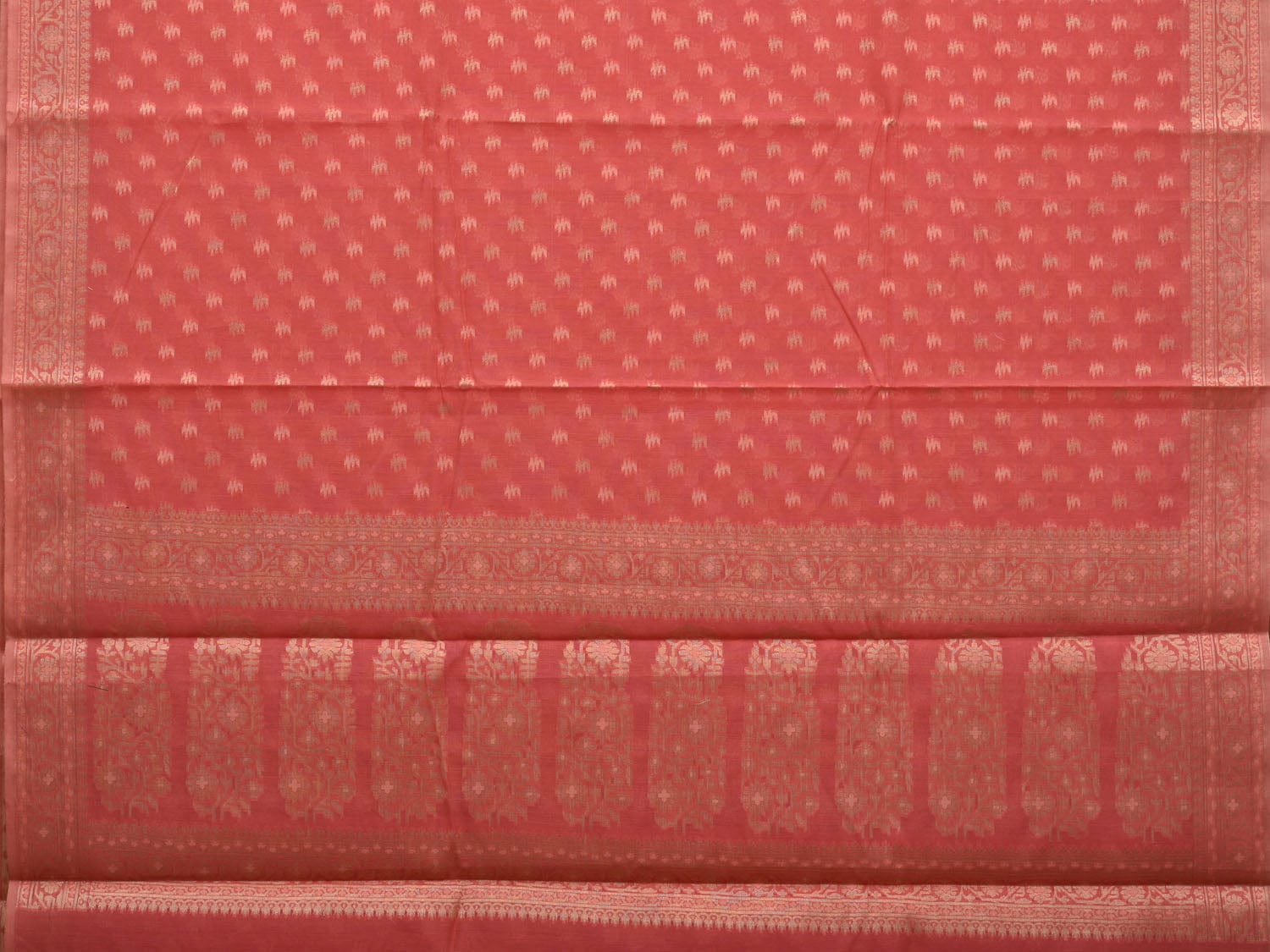 Peach Cut Work Sico Cotton Saree with All Over Banaras Design o0383