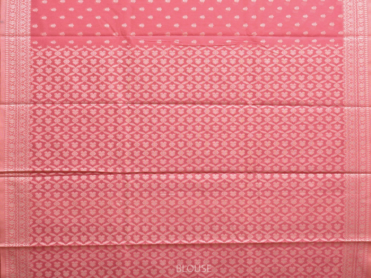 Peach Dhakai Jamdani Cotton Viscose Saree with Border and Grill Pallu Design dj0074