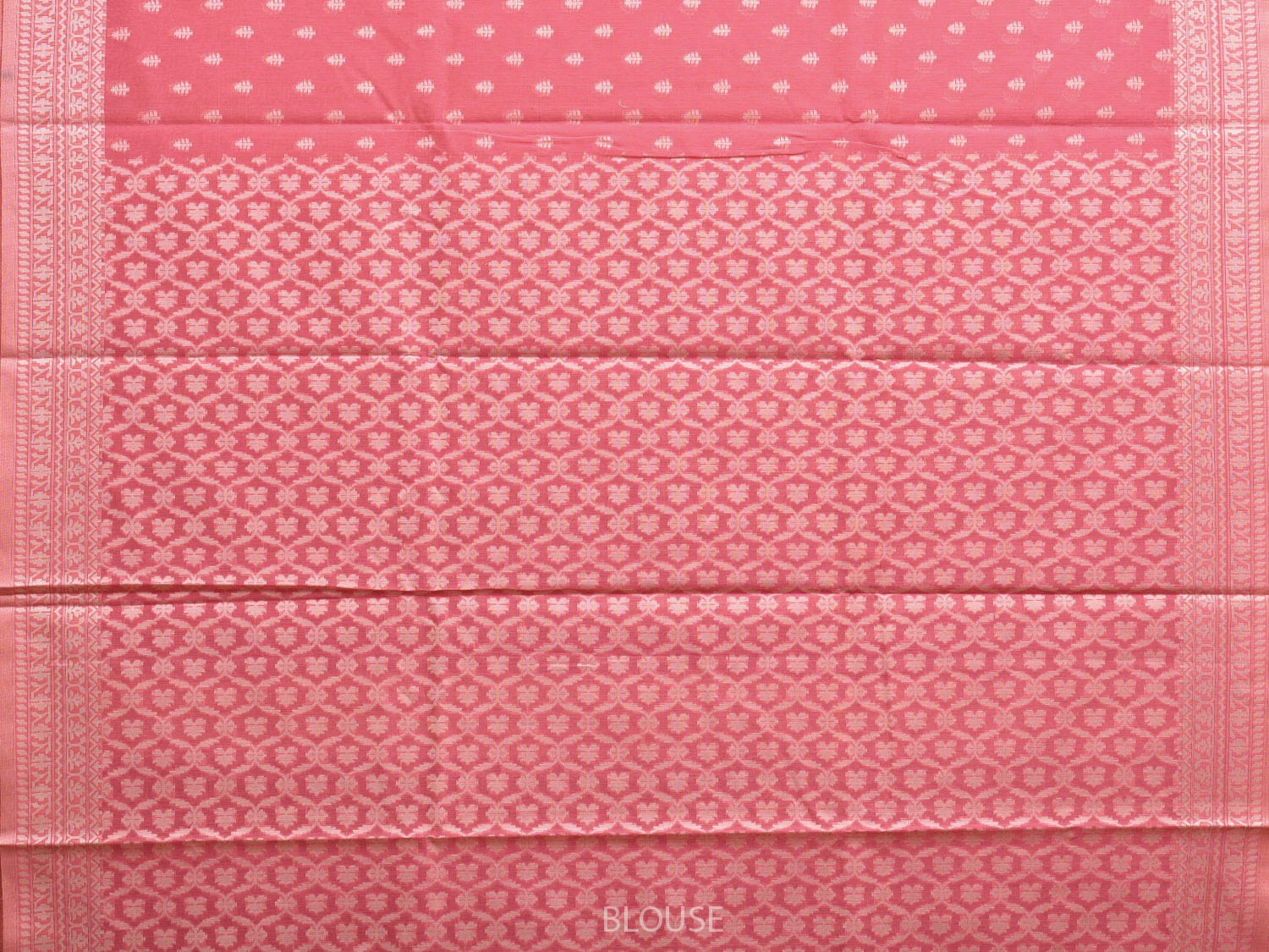 Peach Dhakai Jamdani Cotton Viscose Saree with Border and Grill Pallu Design dj0074