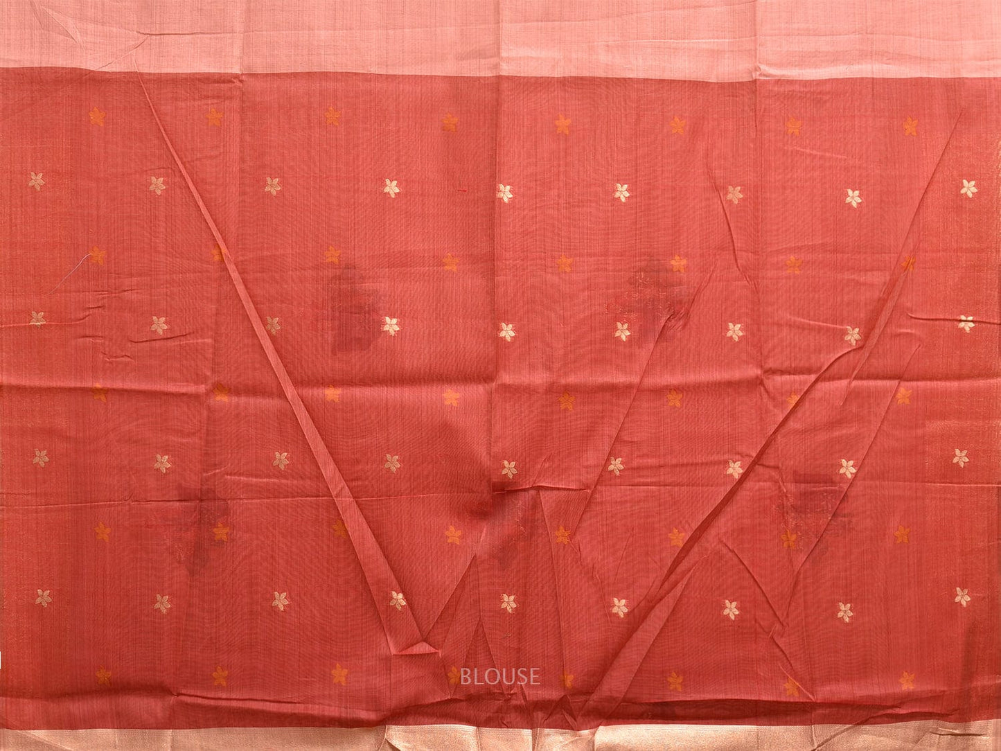 Peach Dhakai Jamdani Cotton Viscose Saree with Floral Pallu and Body Design dj0086