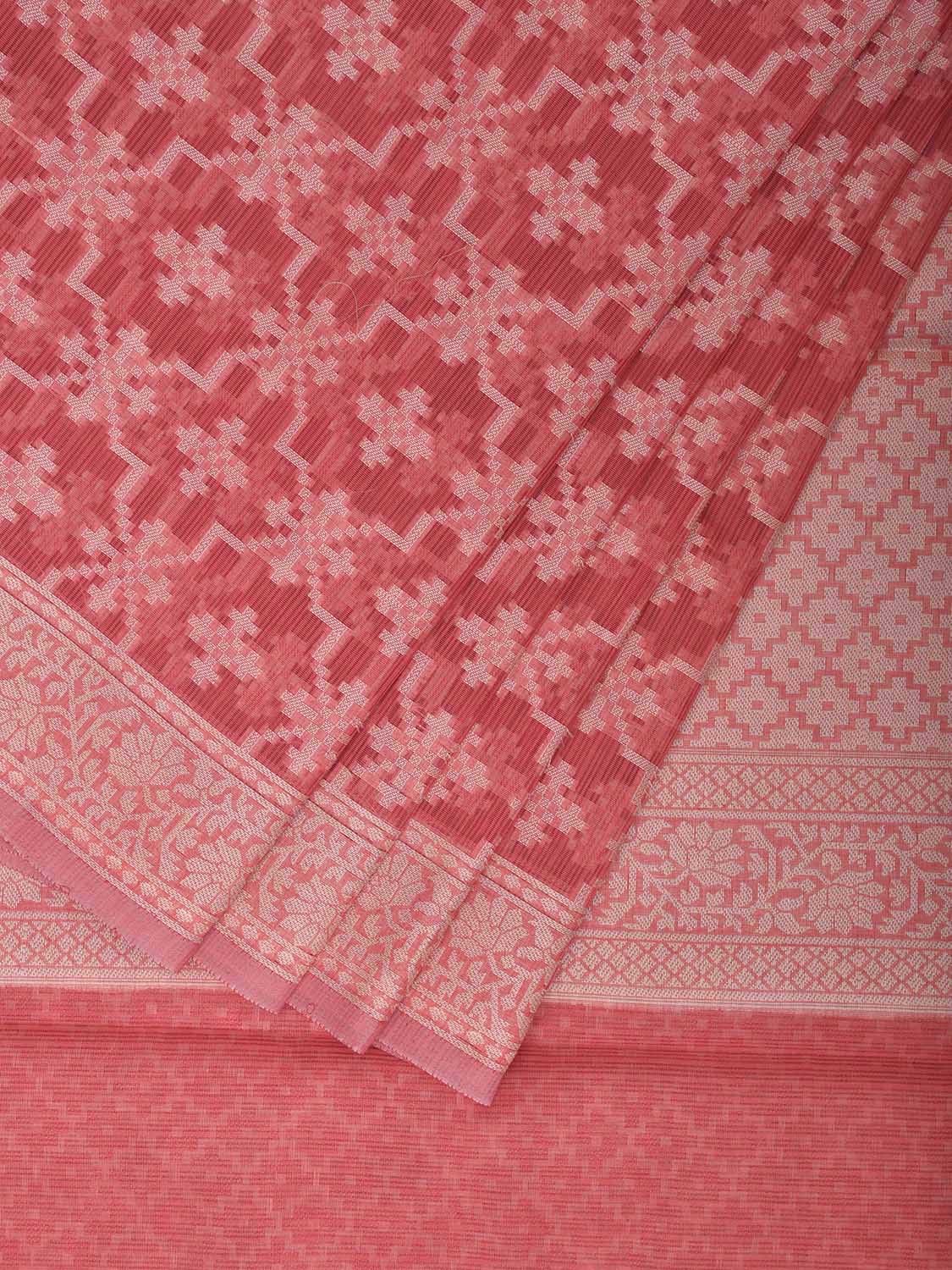 Peach Dhakai Jamdani Cotton Viscose Saree with Grill and Border Design dj0063