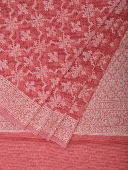 Peach Dhakai Jamdani Cotton Viscose Saree with Grill and Border Design dj0063