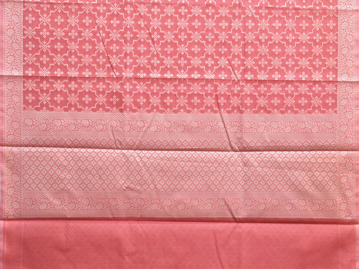 Peach Dhakai Jamdani Cotton Viscose Saree with Grill and Border Design dj0063