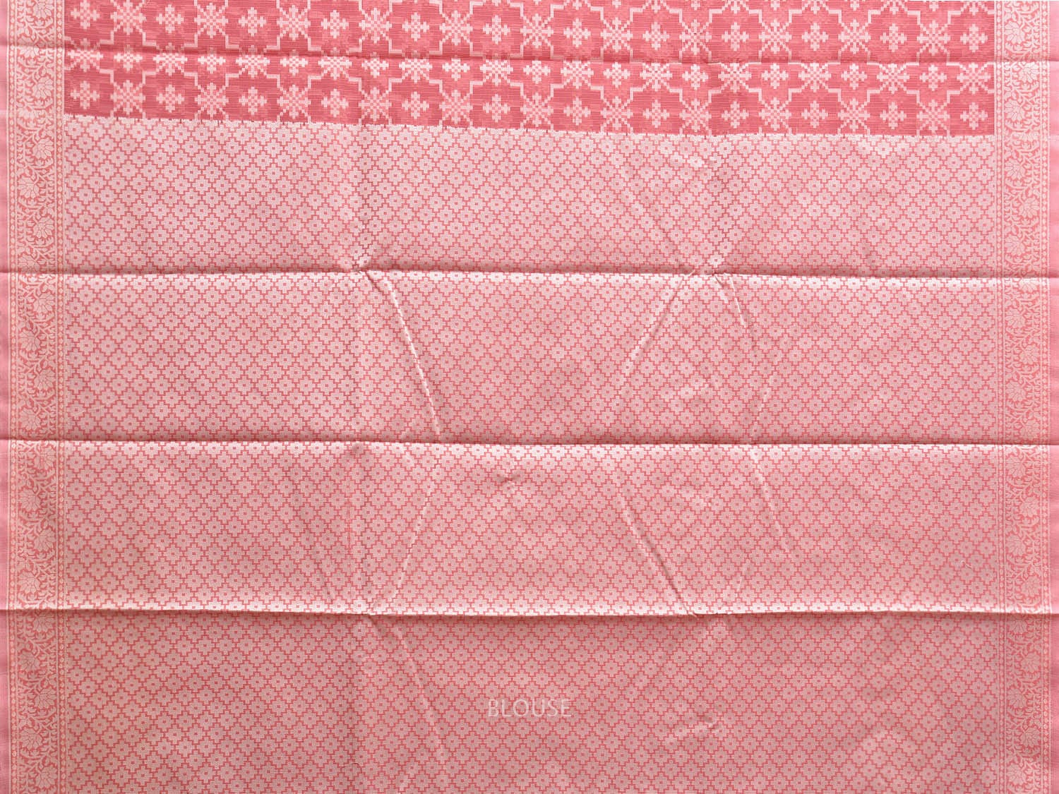 Peach Dhakai Jamdani Cotton Viscose Saree with Grill and Border Design dj0063