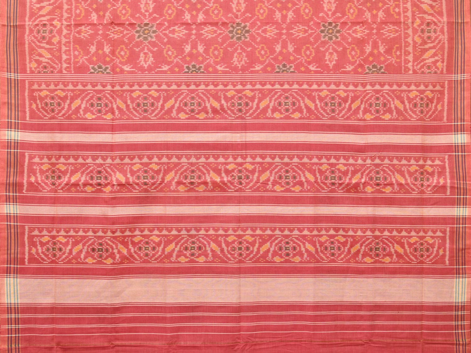 Peach Ikat Cotton Handloom Saree with All Over Design i0778