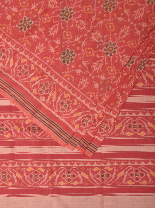 Peach Ikat Cotton Handloom Saree with All Over Design i0778