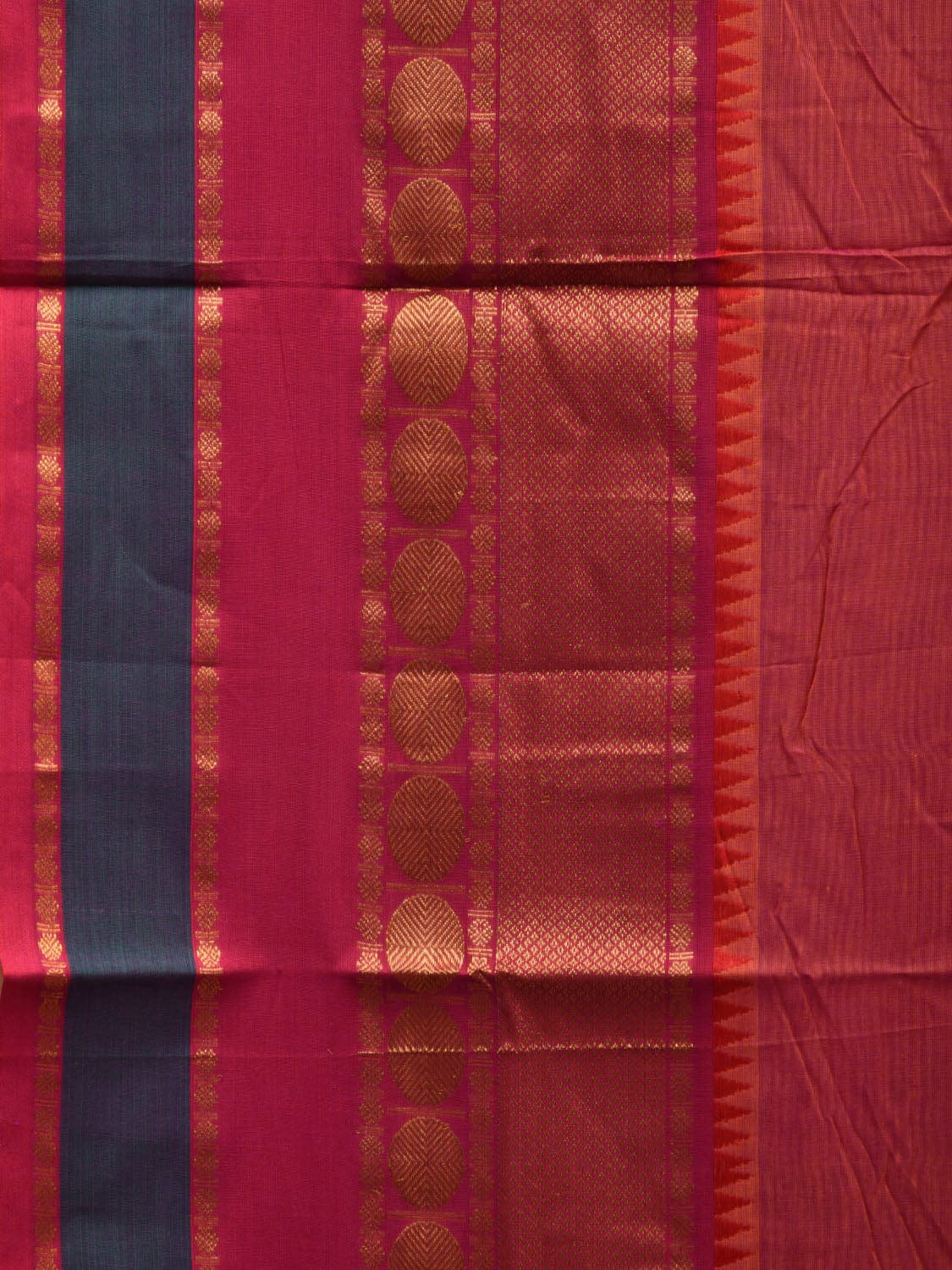 Peach Kanchi Cotton Plain Saree wtih One Side Border Design o0324