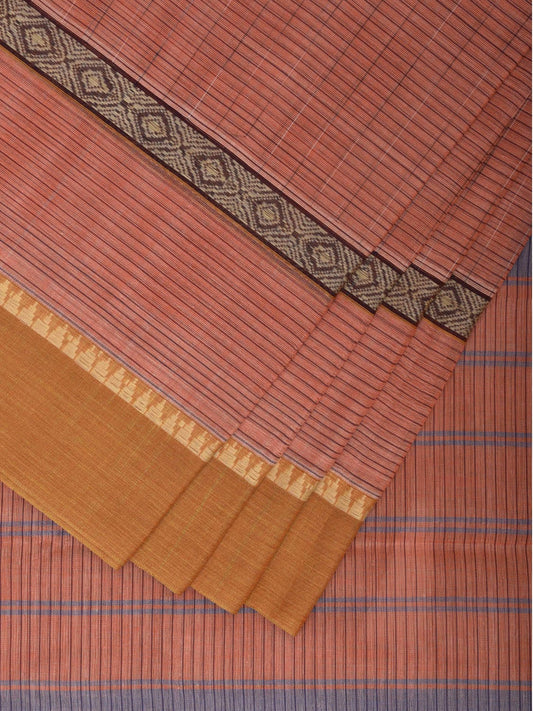 Peach Narayanpet Cotton Handloom Saree with Big Border Design No Blouse np0917