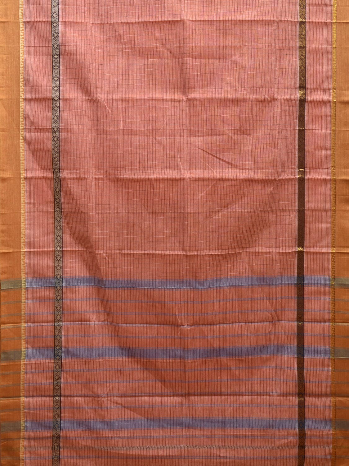 Peach Narayanpet Cotton Handloom Saree with Big Border Design No Blouse np0917