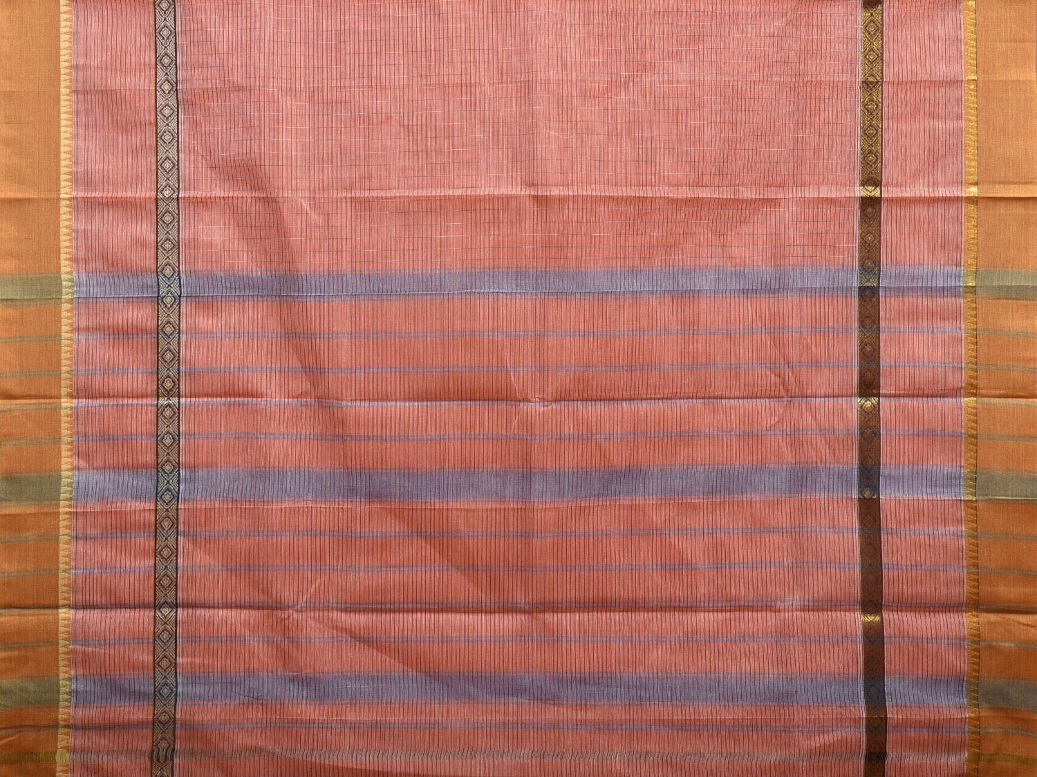 Peach Narayanpet Cotton Handloom Saree with Big Border Design No Blouse np0917