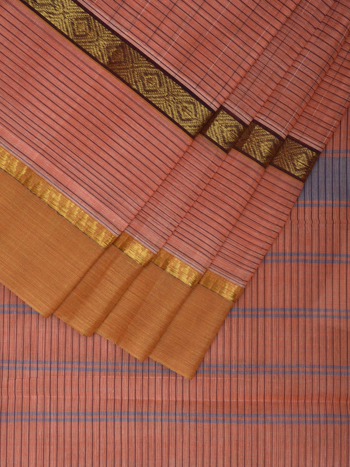 Peach Narayanpet Cotton Handloom Saree with Big Border Design No Blouse np0926