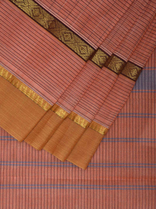 Peach Narayanpet Cotton Handloom Saree with Big Border Design No Blouse np0926