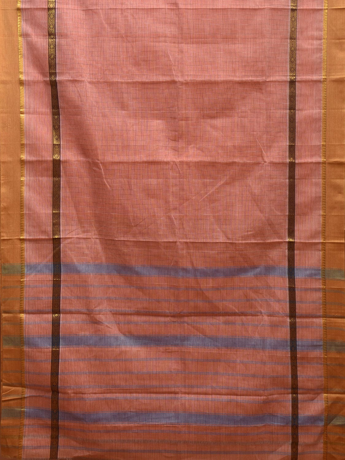 Peach Narayanpet Cotton Handloom Saree with Big Border Design No Blouse np0926
