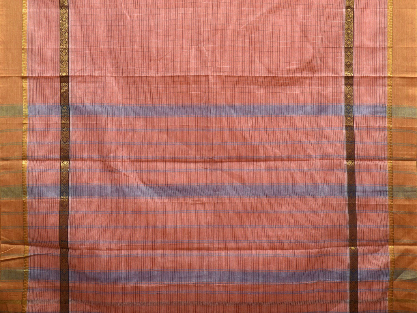 Peach Narayanpet Cotton Handloom Saree with Big Border Design No Blouse np0926