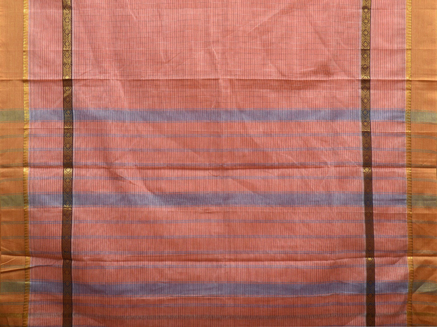 Peach Narayanpet Cotton Handloom Saree with Big Border Design No Blouse np0926