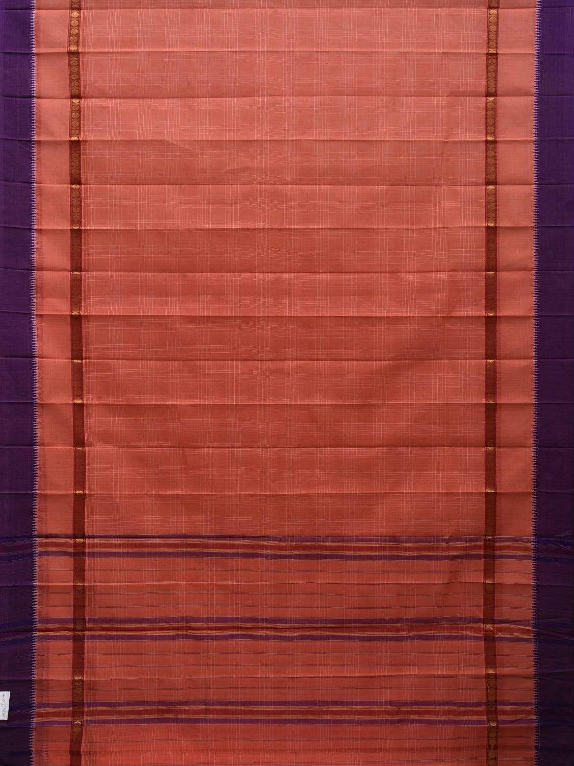 Peach Narayanpet Cotton Handloom Saree with Checks Design No Blouse np0480