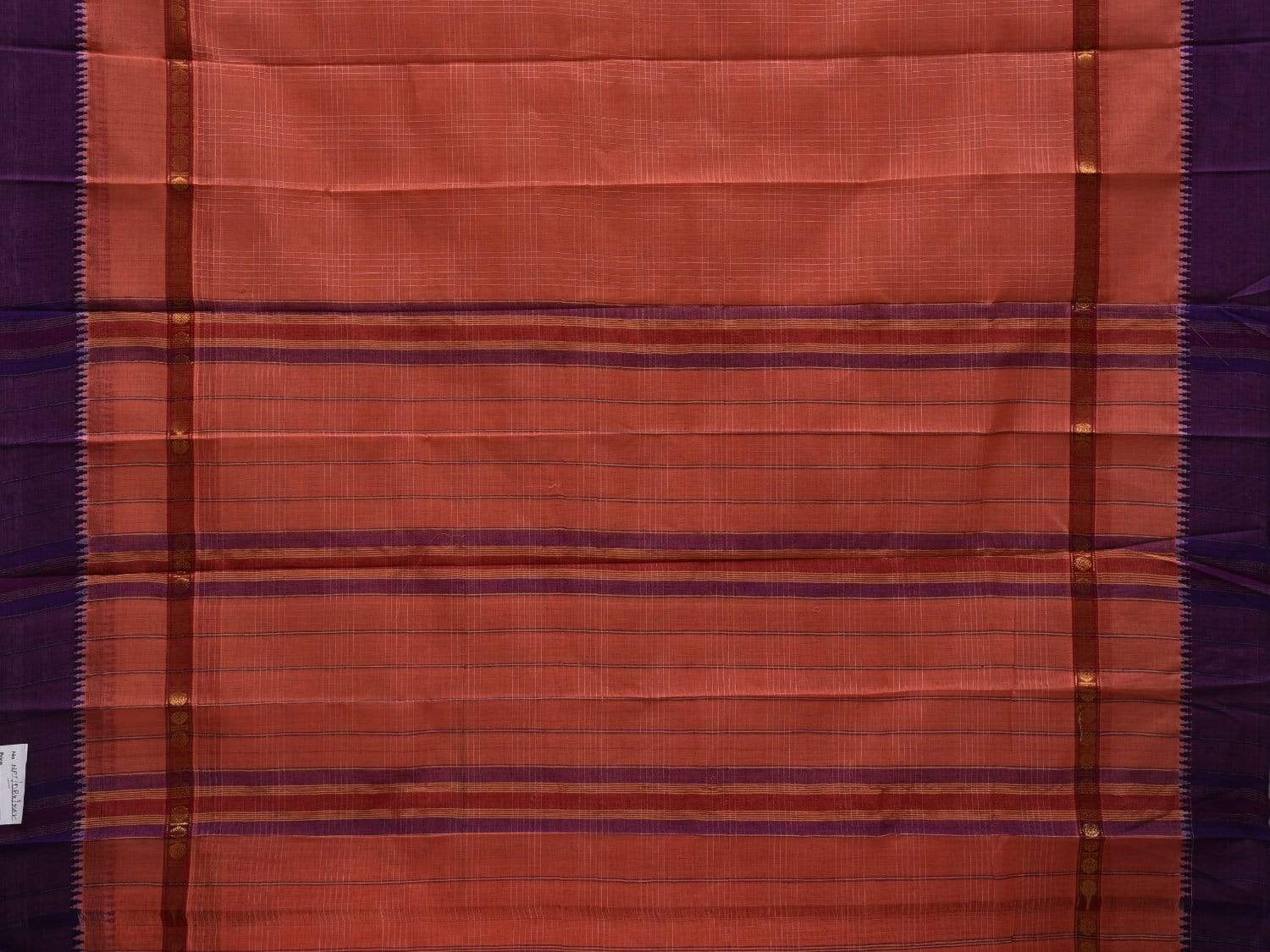 Peach Narayanpet Cotton Handloom Saree with Checks Design No Blouse np0480