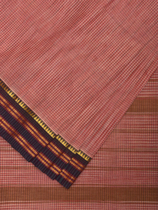 Peach Narayanpet Cotton Handloom Saree with Checks Design No Blouse np0911
