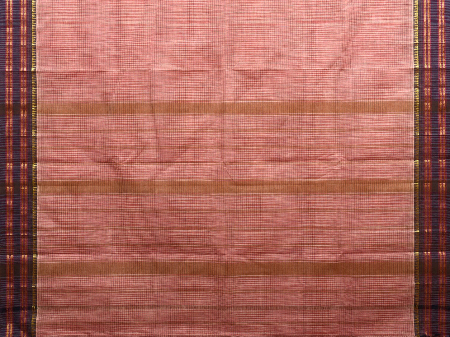 Peach Narayanpet Cotton Handloom Saree with Checks Design No Blouse np0911