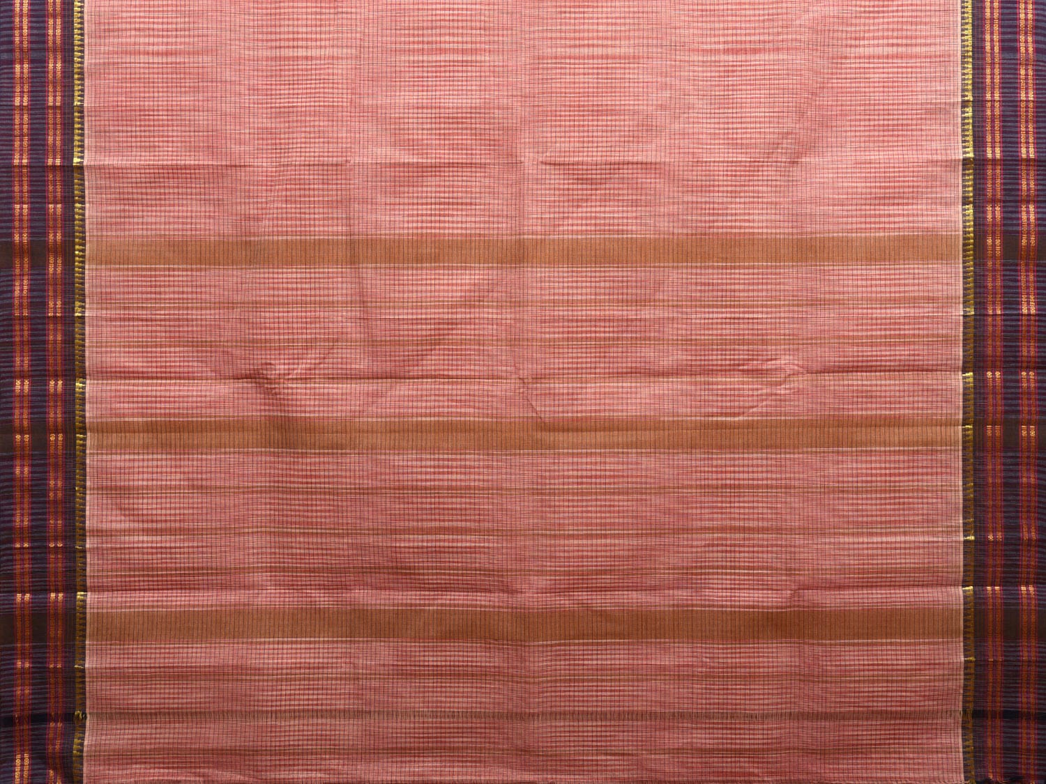 Peach Narayanpet Cotton Handloom Saree with Checks Design No Blouse np0911