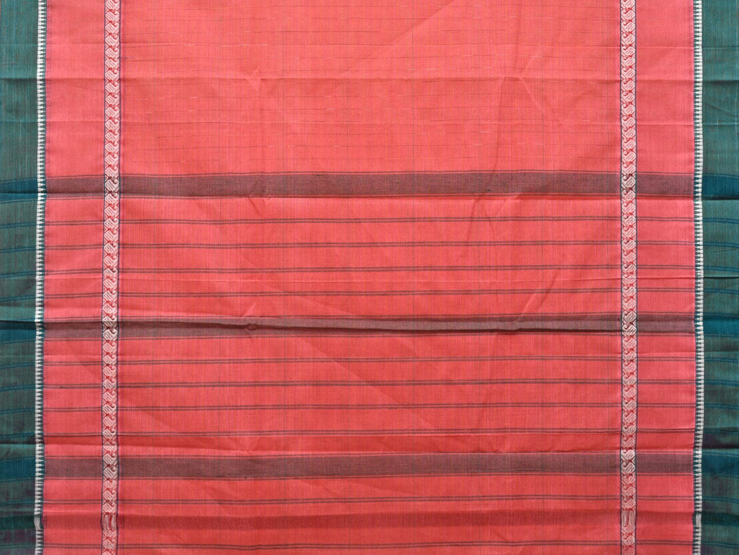 Peach Narayanpet Cotton Handloom Saree with One Side Big Border Design No Blouse np0782