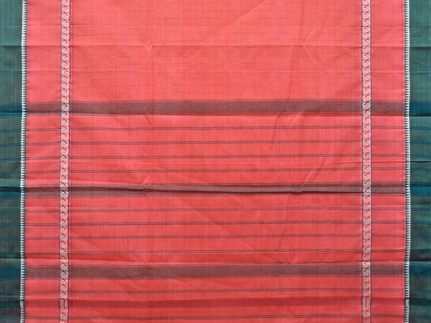 Peach Narayanpet Cotton Handloom Saree with One Side Big Border Design No Blouse np0782