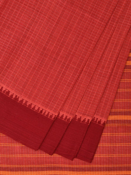 Peach Narayanpet Cotton Handloom Saree with One Side Big Border Design No Blouse np0874