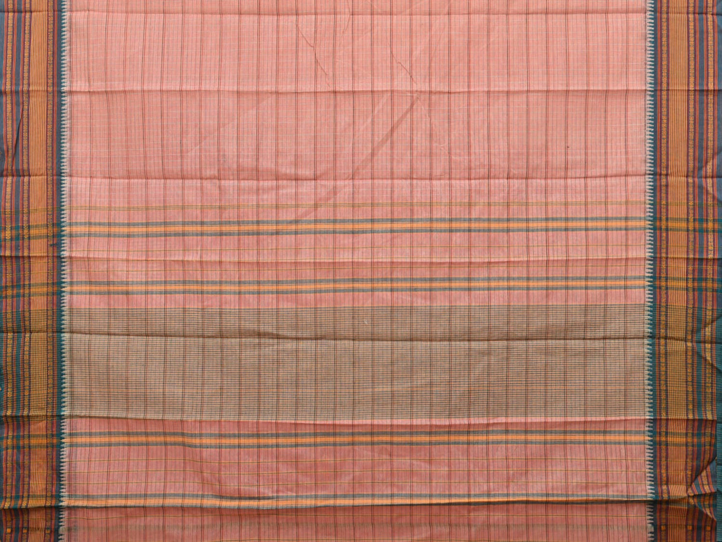 Peach Narayanpet Cotton Handloom Saree with Strips Design No Blouse np0697