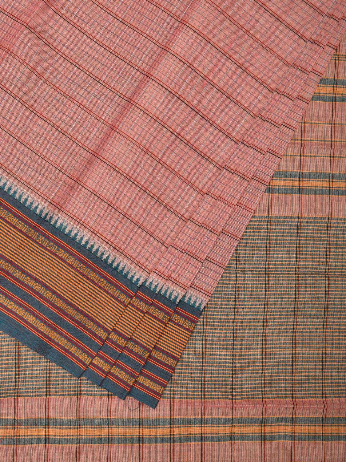 Peach Narayanpet Cotton Handloom Saree with Strips Design No Blouse np0697