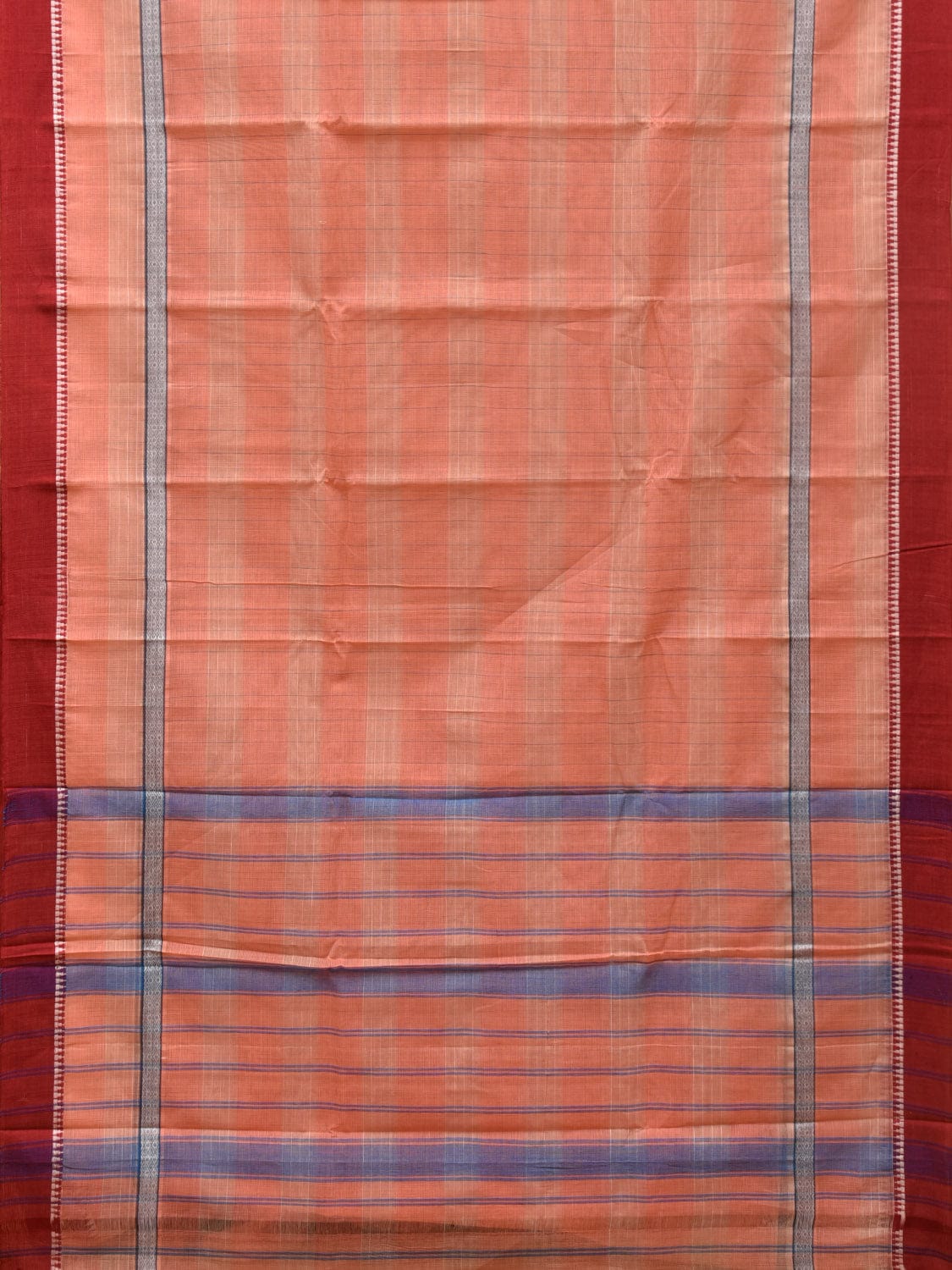 Peach Narayanpet Cotton Handloom Saree with Strips Design No Blouse np0776