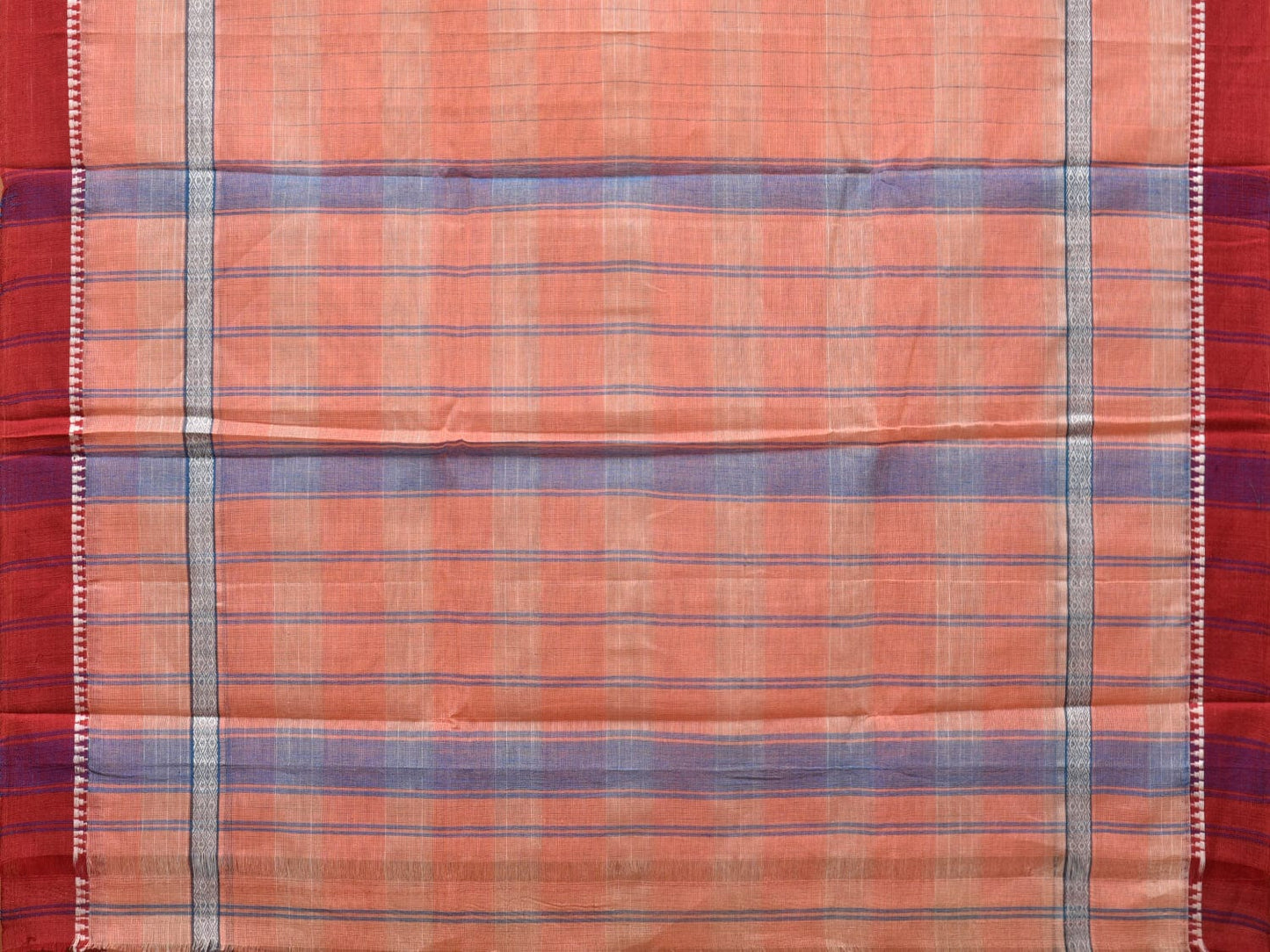 Peach Narayanpet Cotton Handloom Saree with Strips Design No Blouse np0776