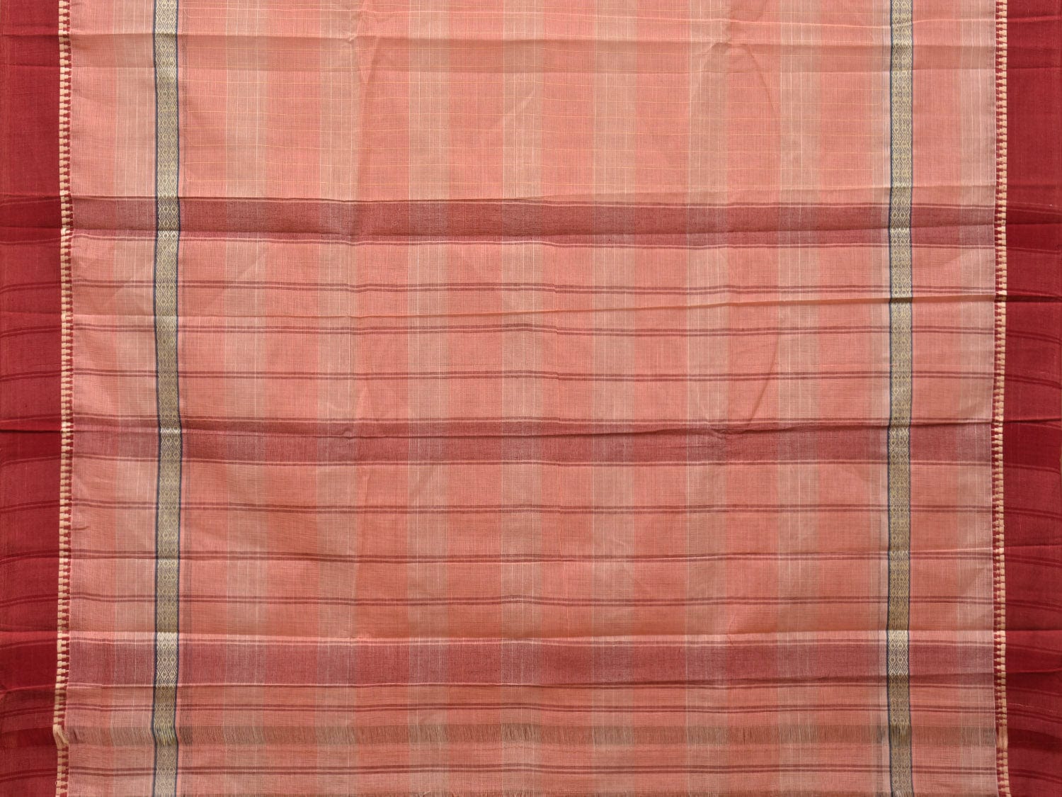 Peach Narayanpet Cotton Handloom Saree with Strips Design No Blouse np0810
