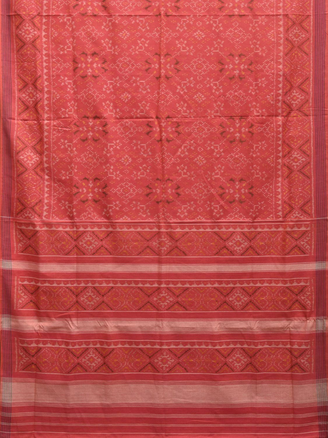 Peach Pochampally Ikat Cotton Handloom Saree with All Over Design i0869