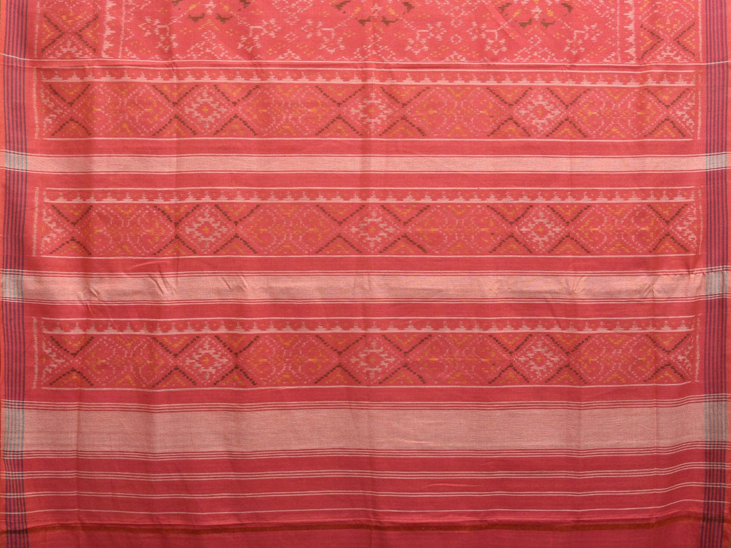 Peach Pochampally Ikat Cotton Handloom Saree with All Over Design i0869