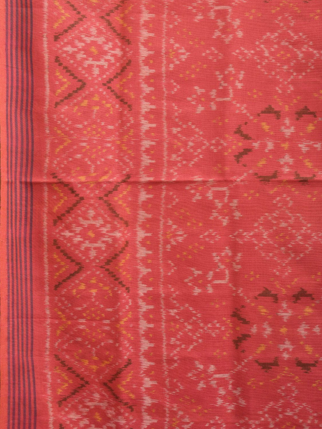 Peach Pochampally Ikat Cotton Handloom Saree with All Over Design i0869