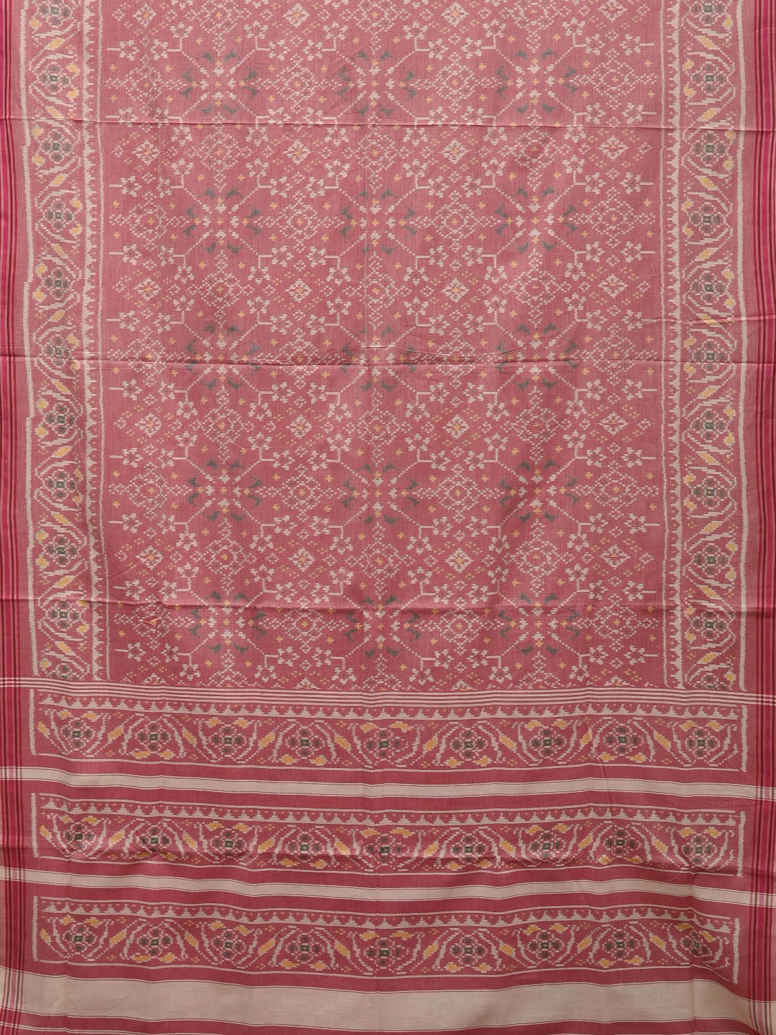 Peach Pochampally Single Ikat Cotton Handloom Saree with All Over Design i0746
