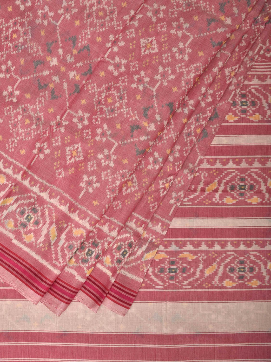 Peach Pochampally Single Ikat Cotton Handloom Saree with All Over Design i0746