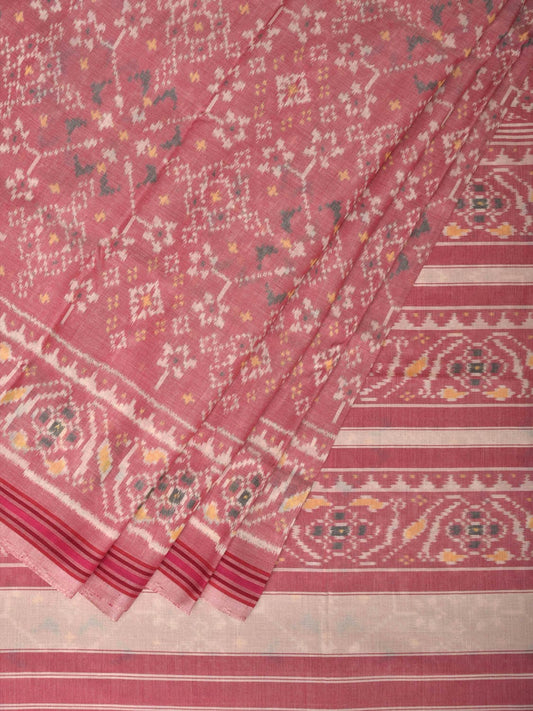 Peach Pochampally Single Ikat Cotton Handloom Saree with All Over Design i0746