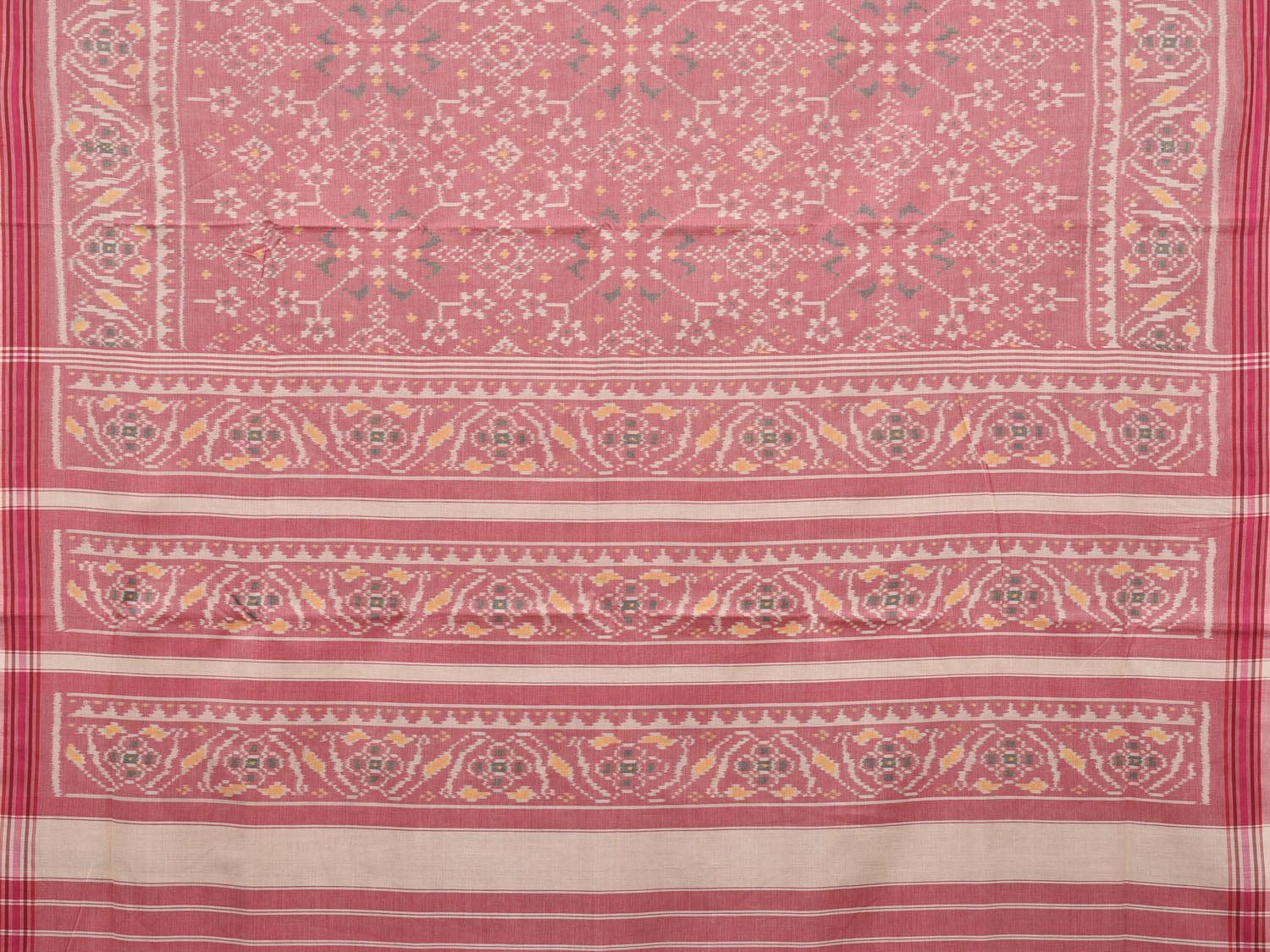 Peach Pochampally Single Ikat Cotton Handloom Saree with All Over Design i0746