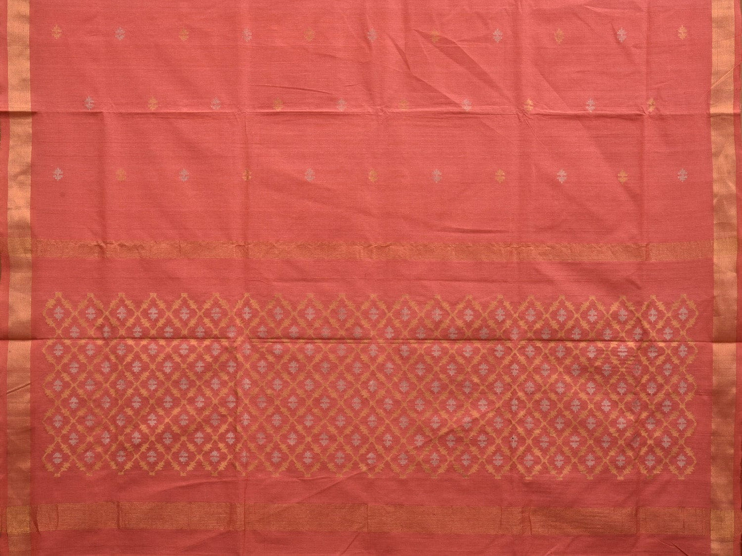 Peach Uppada Cotton Handloom Saree with Jamdani Pallu Design No Blouse u1871