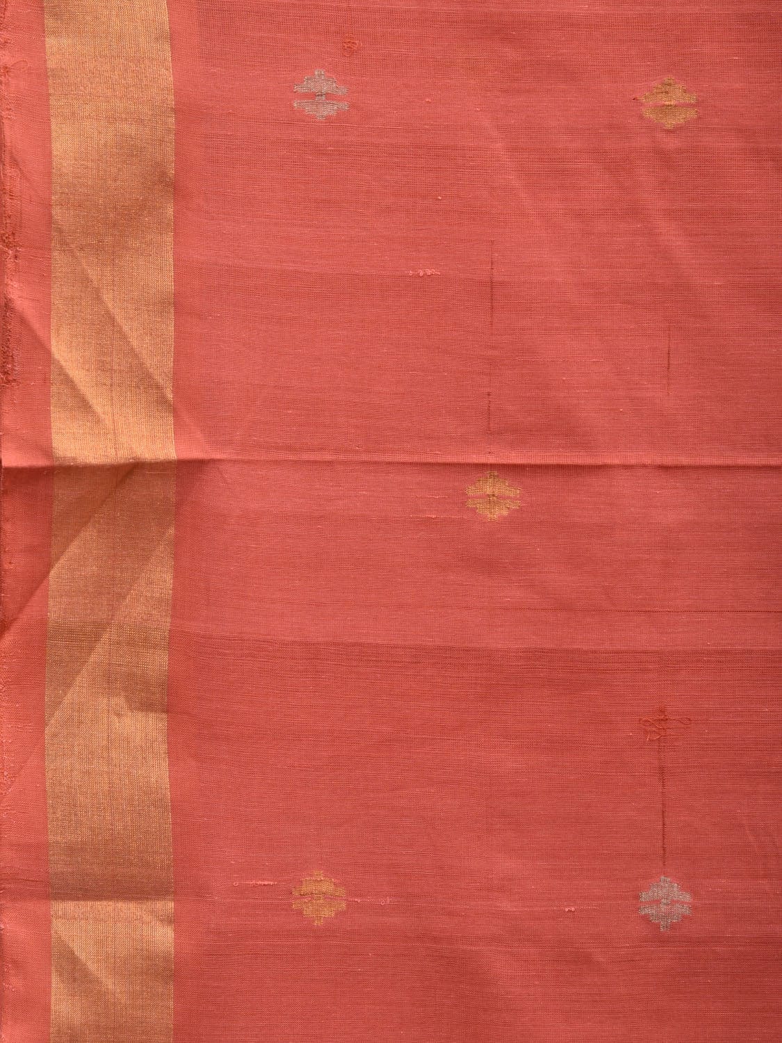 Peach Uppada Cotton Handloom Saree with Jamdani Pallu Design No Blouse u1871