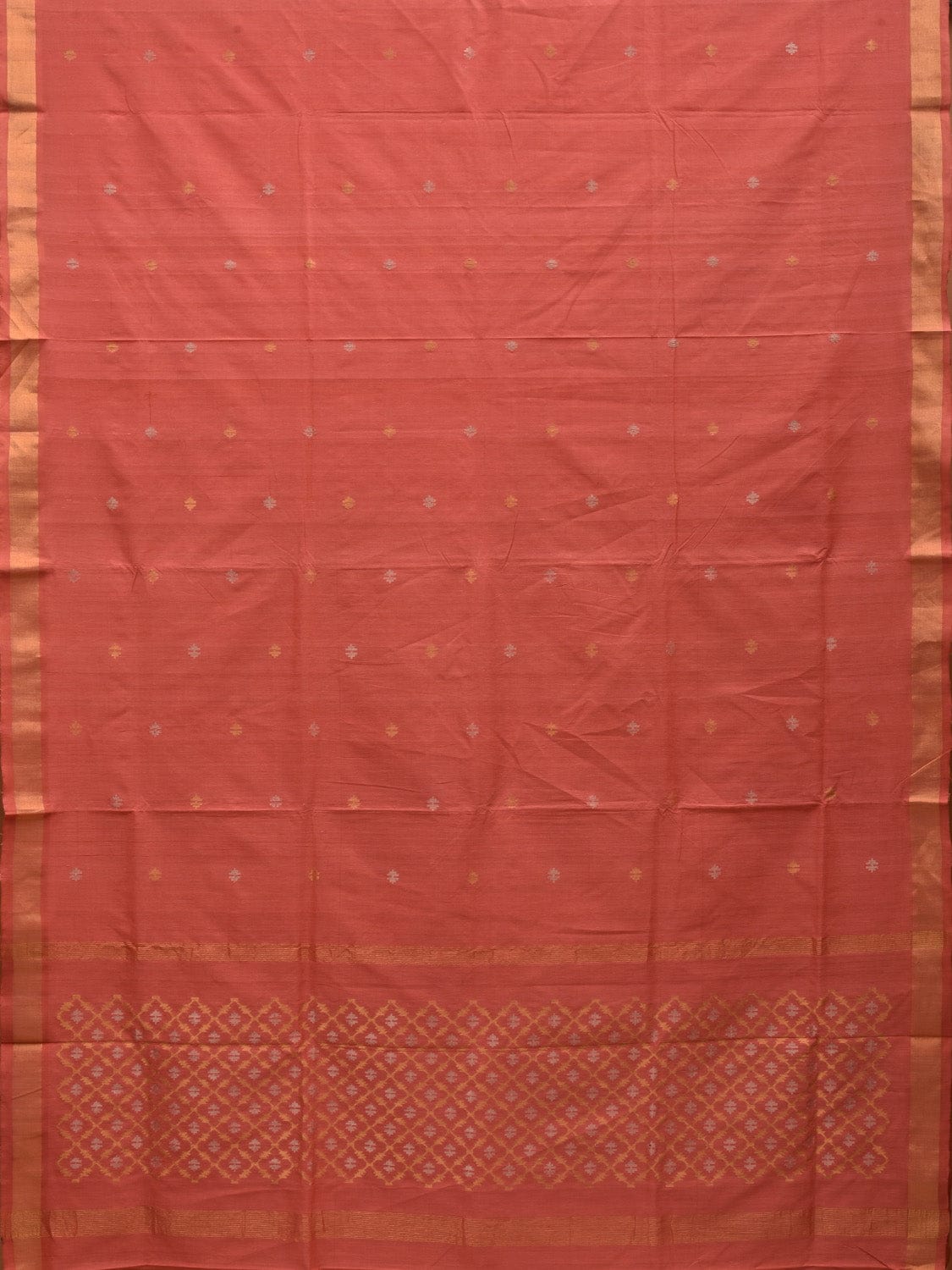 Peach Uppada Cotton Handloom Saree with Jamdani Pallu Design No Blouse u1871