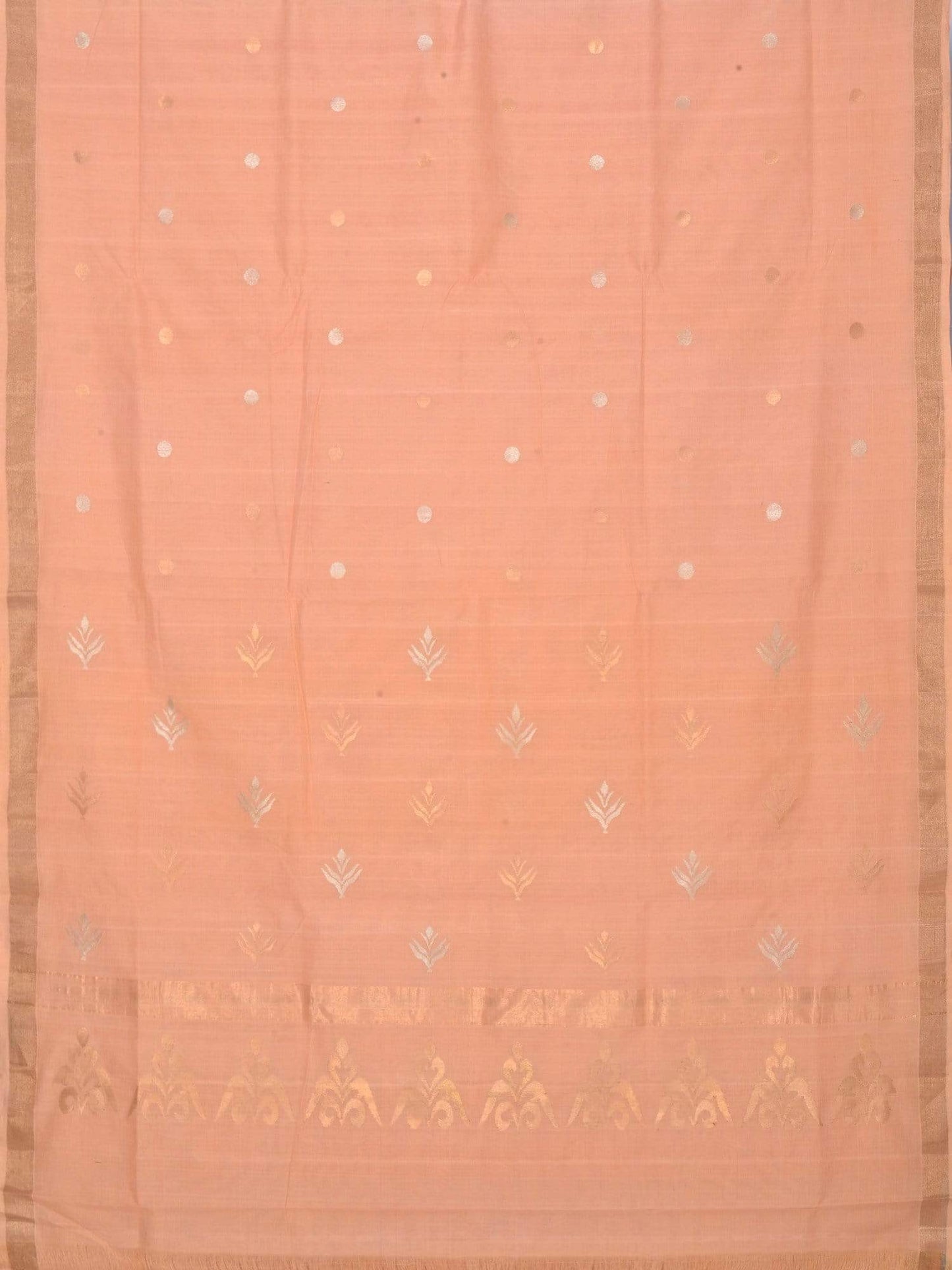 Peach Uppada Cotton Handloom Saree with Pallu Design U1410