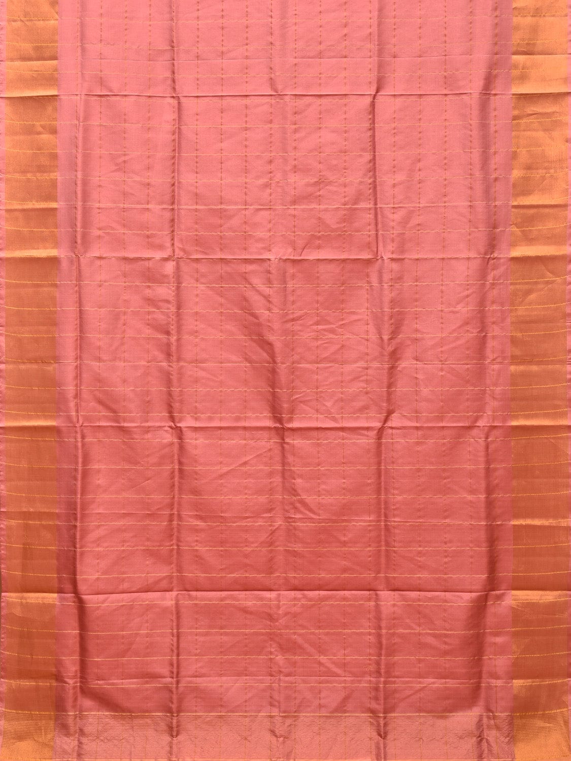 Peach Uppada Silk Handloom Saree with Big Checks Design u2076