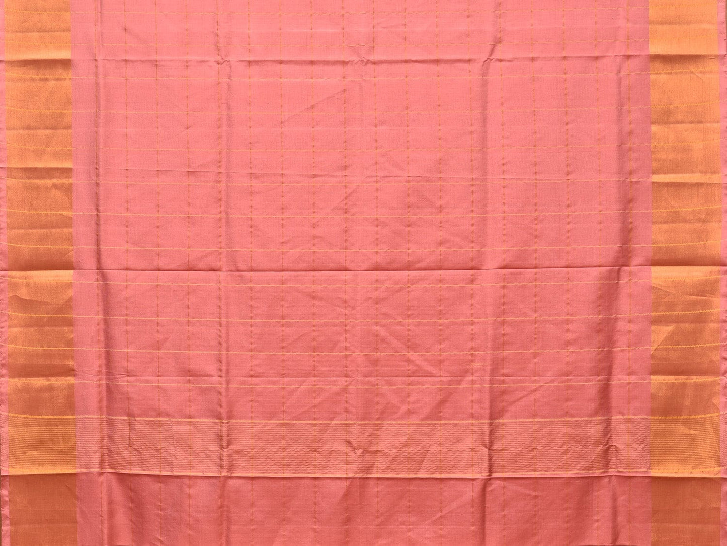 Peach Uppada Silk Handloom Saree with Big Checks Design u2076