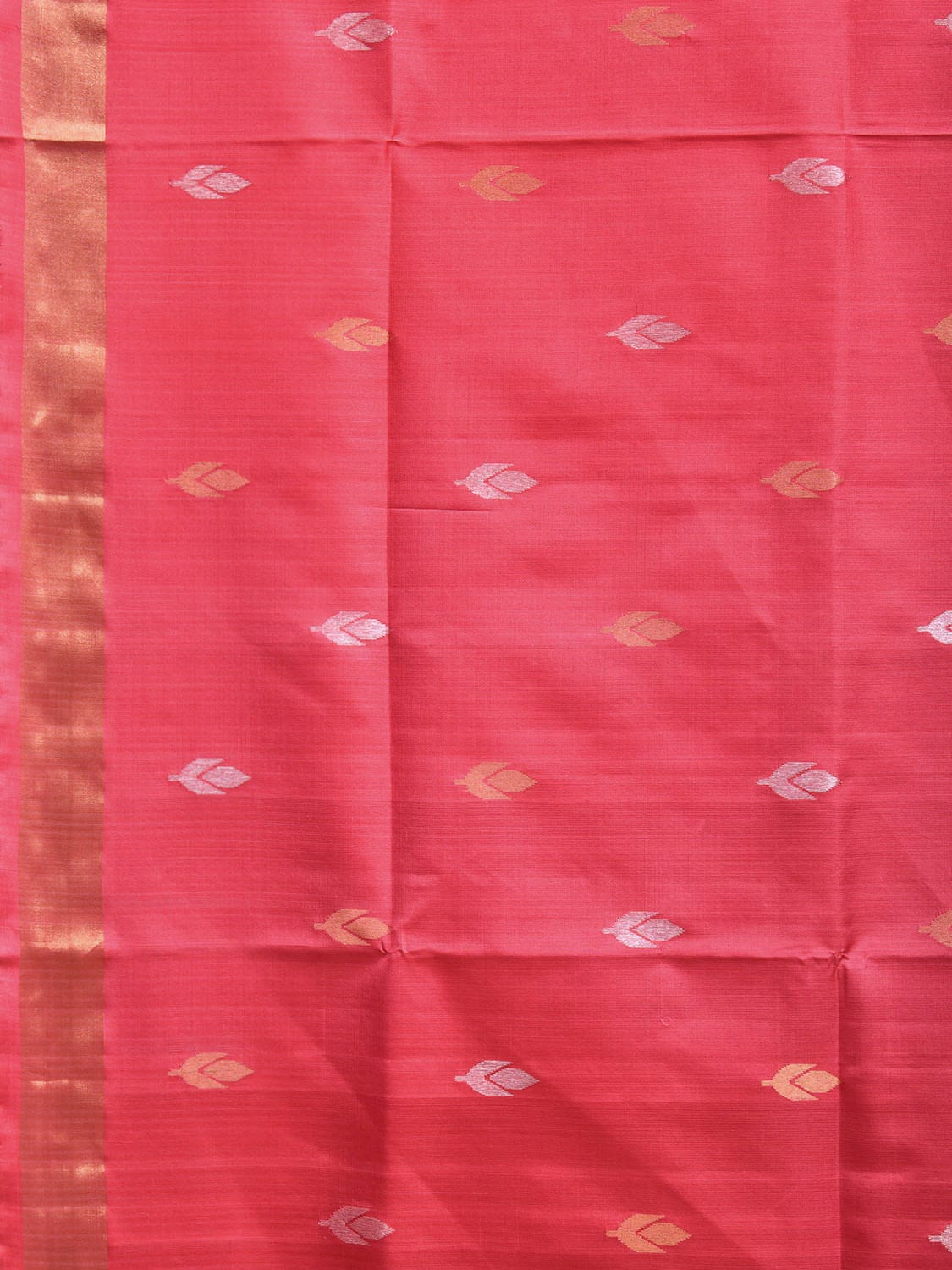 Peach Uppada Silk Handloom Saree with Floral and Birds Pallu Design u2318
