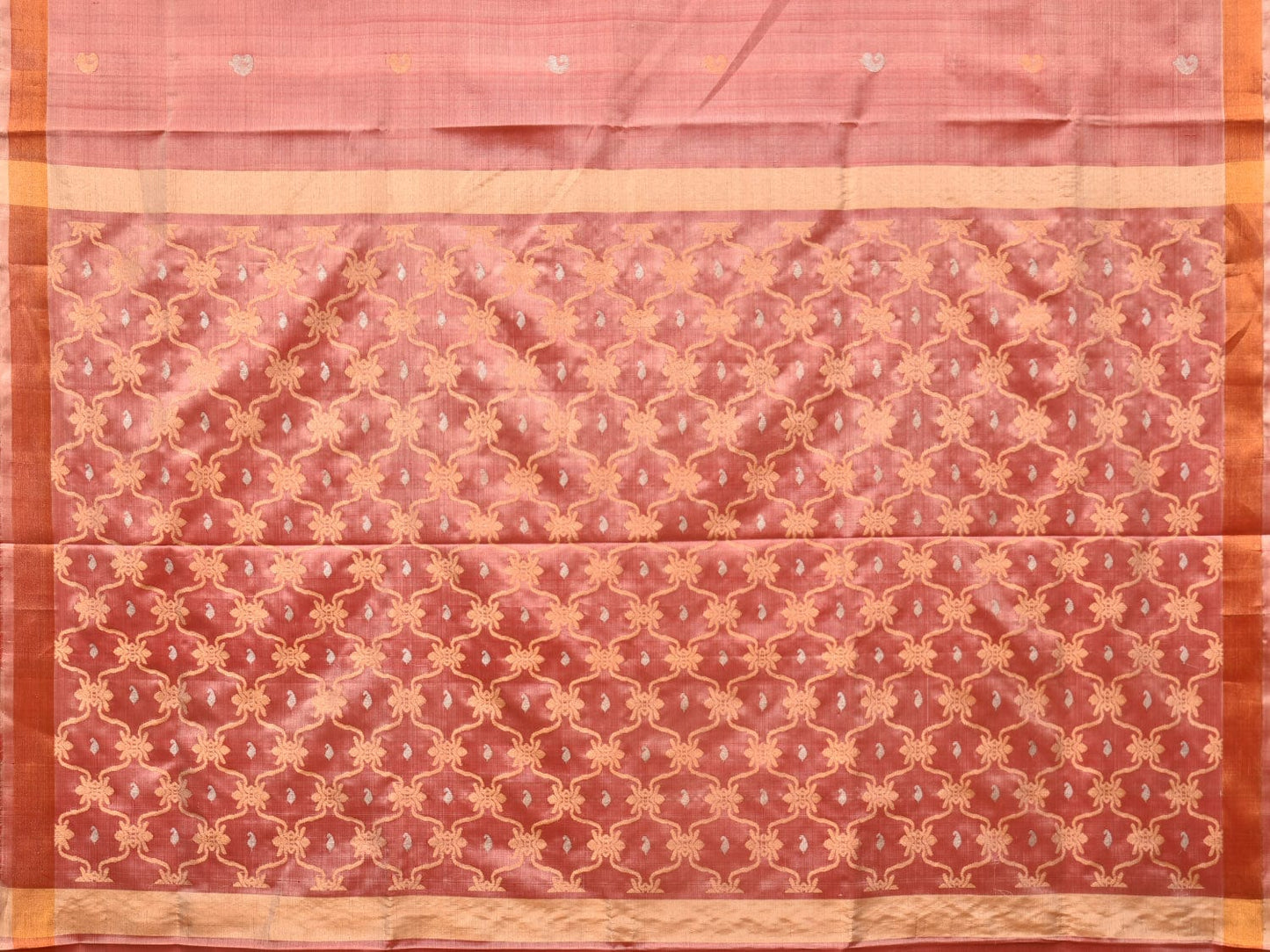 Peach Uppada Silk Handloom Saree with Grill Pallu Design u2109